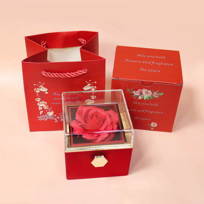 Caja Rosa Eterna con Collar y Mensaje Personalizado