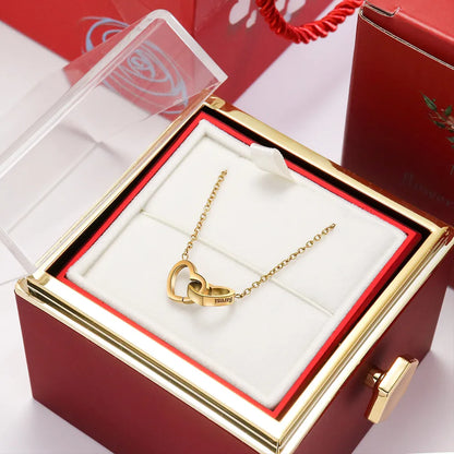 Caja Rosa Eterna con Collar y Mensaje Personalizado
