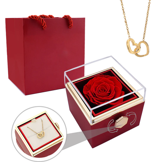 Caja Rosa Eterna con Collar y Mensaje Personalizado